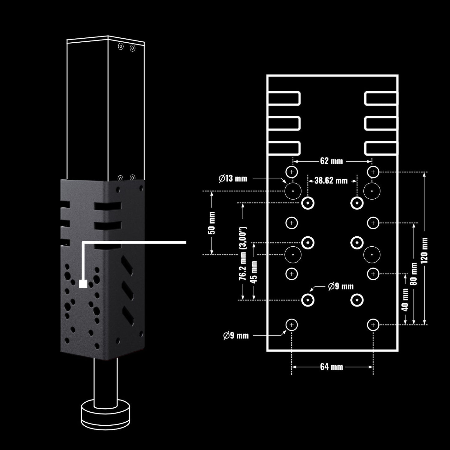 Qubic System QS-L1 Actuator Bracket for QS-220 (Pair) at Simstix Installation Example